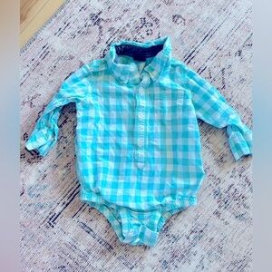GAP Blue and White Checkered Kids Button Down Shirt